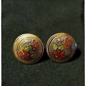 Vintage floral cloissonne earrings